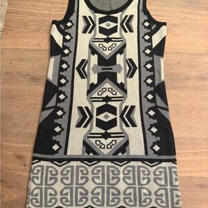 “Takeout” brand Geometric Sleeveless Mini Dress - Black and Gray